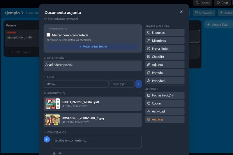 Detalle de tarjeta en Kanzo